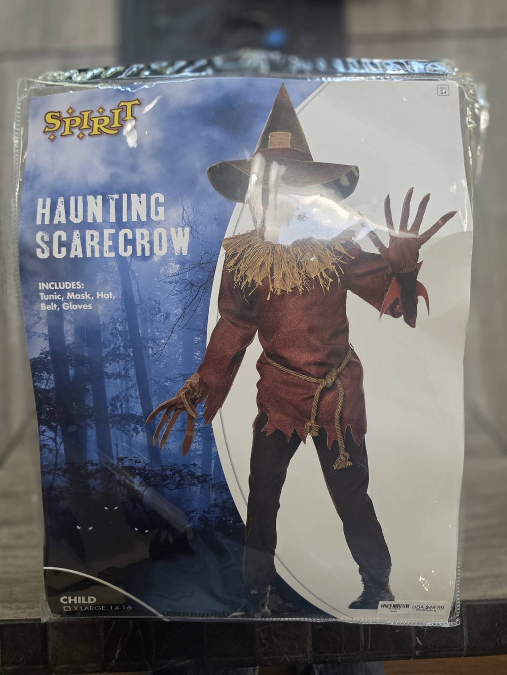 Spirit Haunting Scarecrow Kids Costume - Brown, Tan, Gold NWOT